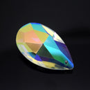 STAR BEADS: 2 x Teardrop Faceted Glass Pendants 22mm,38mm Clear AB - Pendants