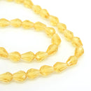 Faceted Teardrop Glass Beads  - Light Topaz