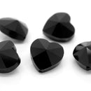 STAR BEADS: 10 x Faceted Glass Heart Beads 14mm - Jet - Heart Beads