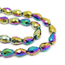STAR BEADS: METALLIC VITRAIL FACETED TEARDROP GLASS BEADS - PICK SIZE - Teardrop Beads